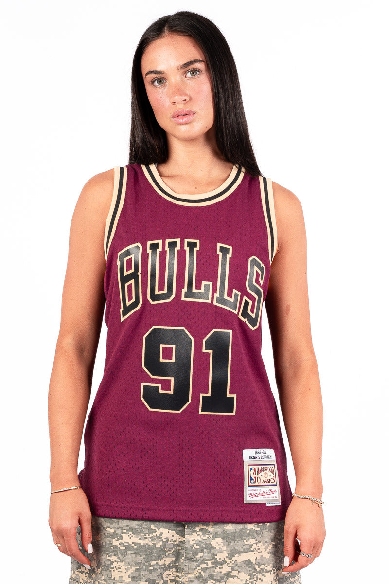 Chicago Bulls Dennis Rodman Burgundy Hardwood Classic Jersey