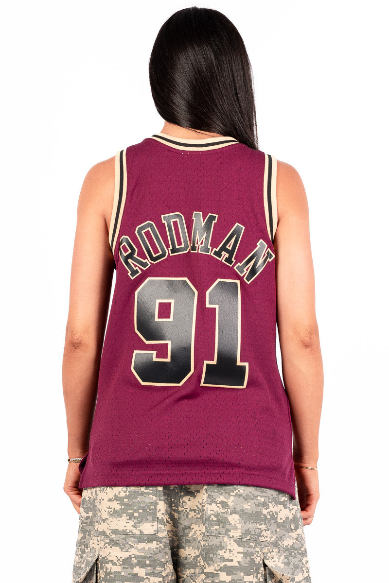Chicago Bulls Dennis Rodman Burgundy Hardwood Classic Jersey