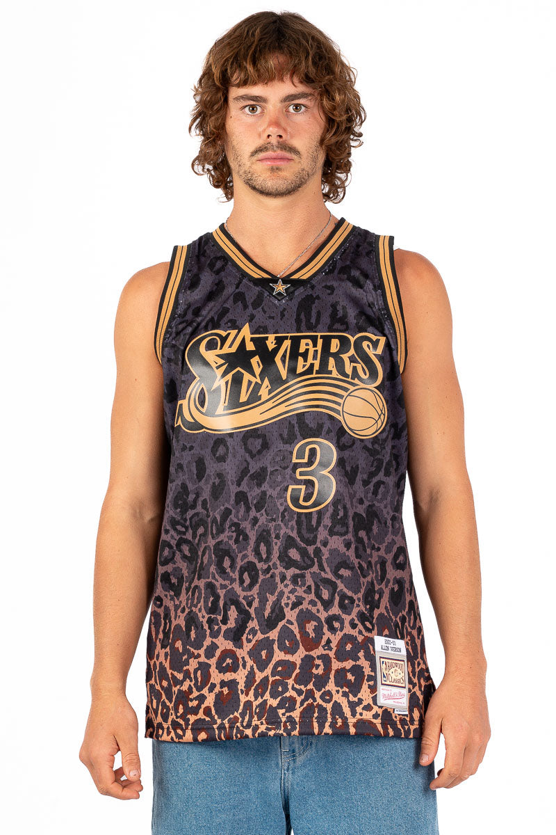 76ers Iverson Leopard Gradient NBA Hardwood Classic Jersey