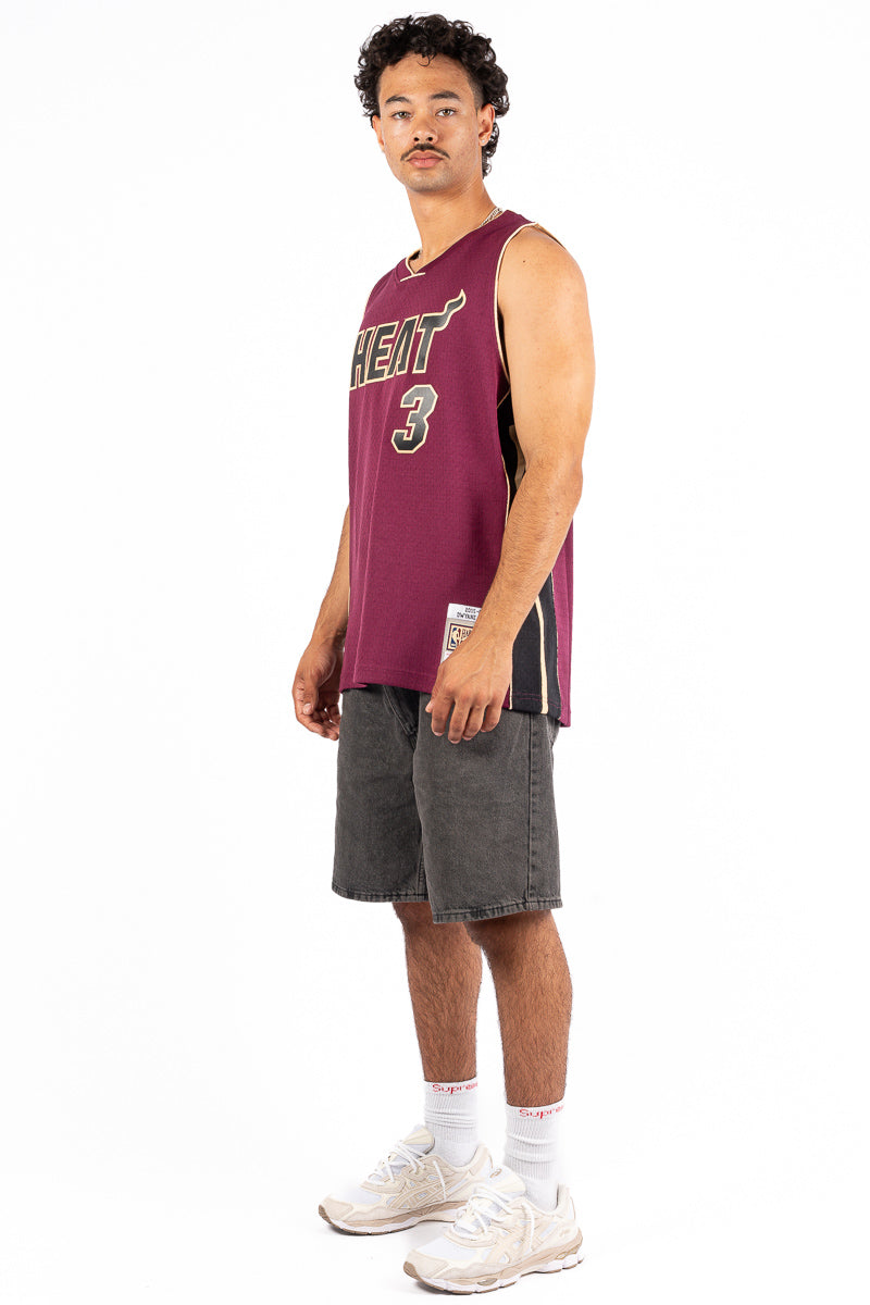 Miami Heat Wade Burgundy Hardwood Classic Swingman Jersey