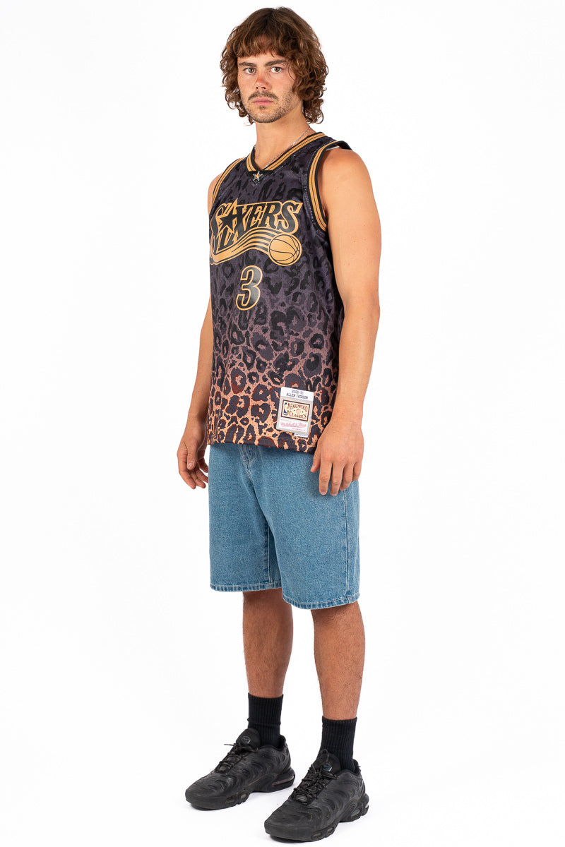 76ers Iverson Leopard Gradient NBA Hardwood Classic Jersey
