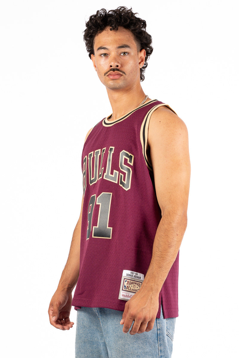 Chicago Bulls Rodman Burgundy Hardwood Classic Swingman Jersey