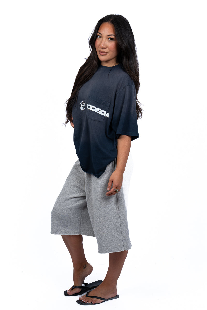 American Bodega Pocket Logo Navy Tee- Womens