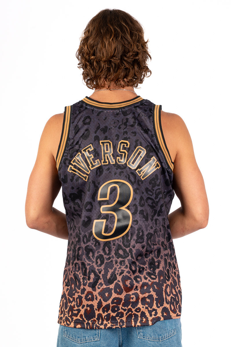76ers Iverson Leopard Gradient NBA Hardwood Classic Jersey