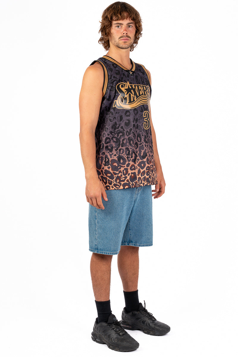 76ers Iverson Leopard Gradient NBA Hardwood Classic Jersey