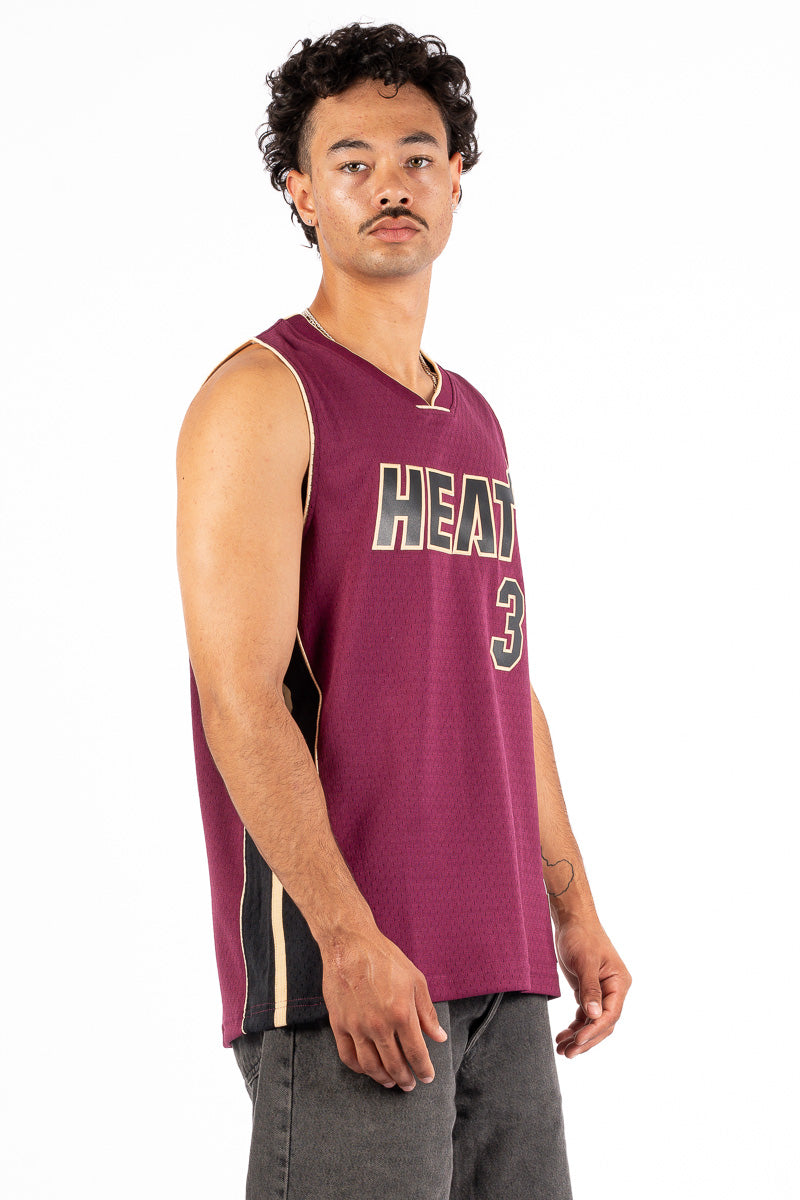Miami Heat Wade Burgundy Hardwood Classic Swingman Jersey