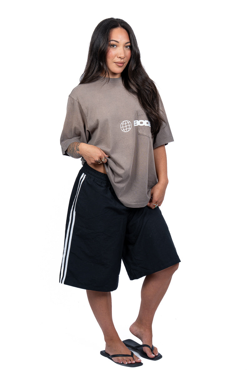 American Bodega Pocket Logo Charcoal Tee - Womens