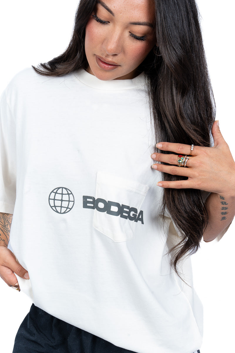 American Bodega Pocket Logo White Tee - Womens