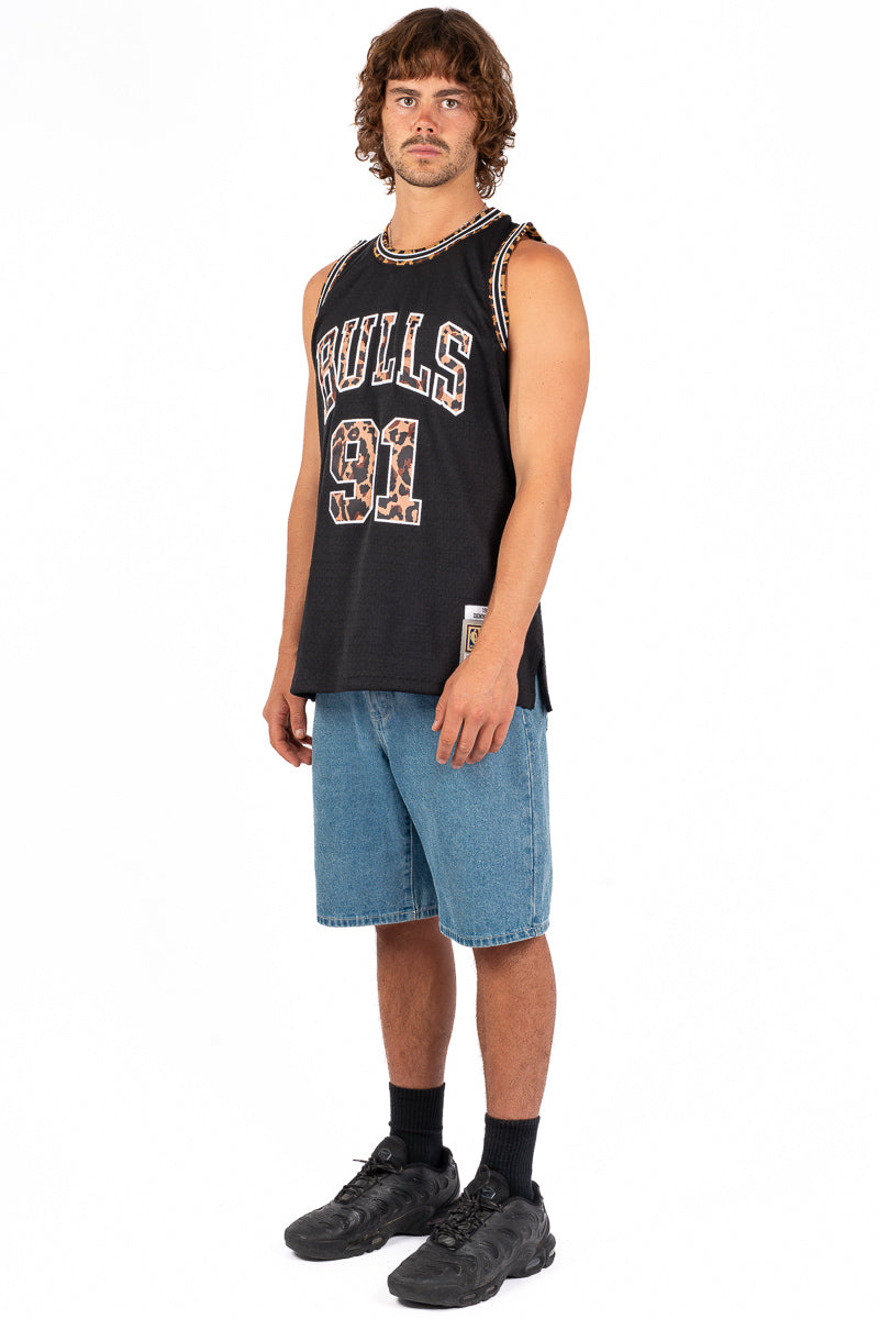 Chicago Bulls Rodman Leopard Logo NBA Hardwood Classic Jersey
