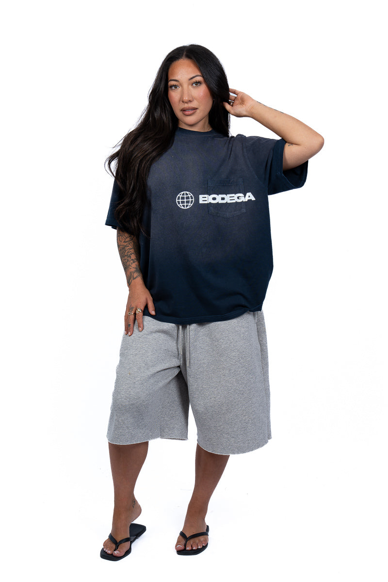 American Bodega Pocket Logo Navy Tee- Womens