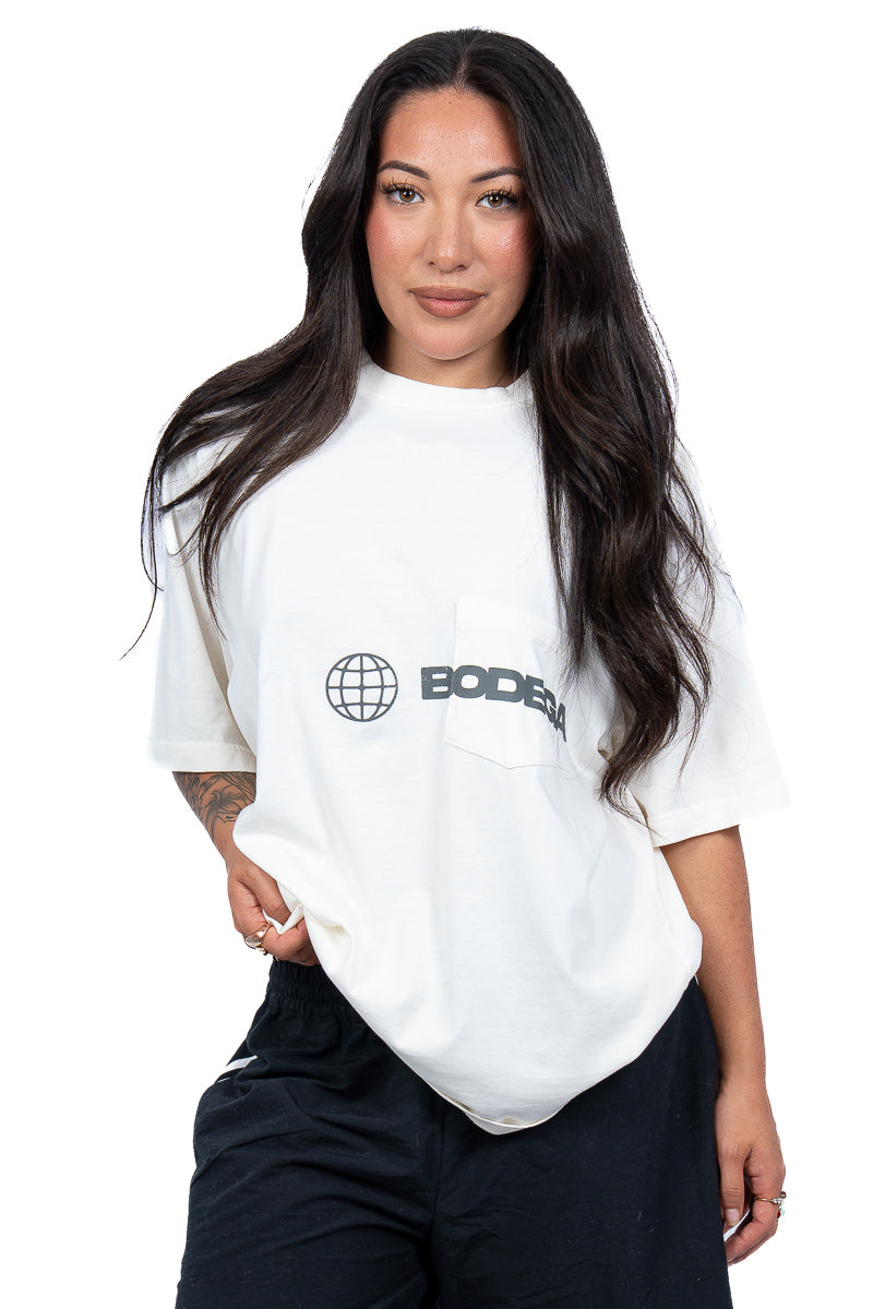 American Bodega Pocket Logo White Tee - Womens