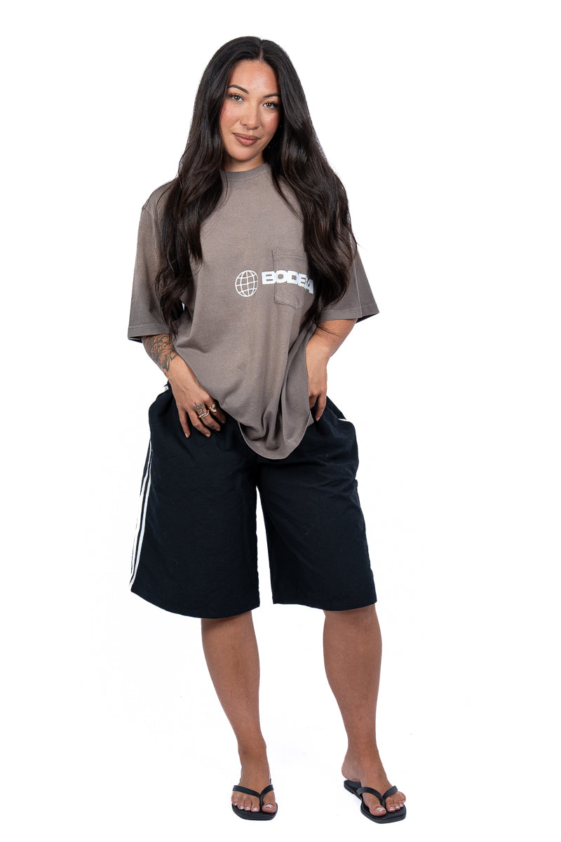 American Bodega Pocket Logo Charcoal Tee - Womens