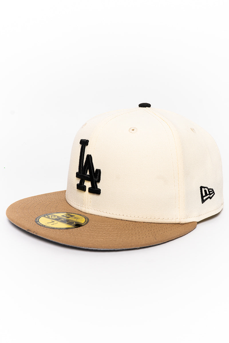 LA Dodgers Chrome Khaki 59Fifty Fitted Cap - Mens