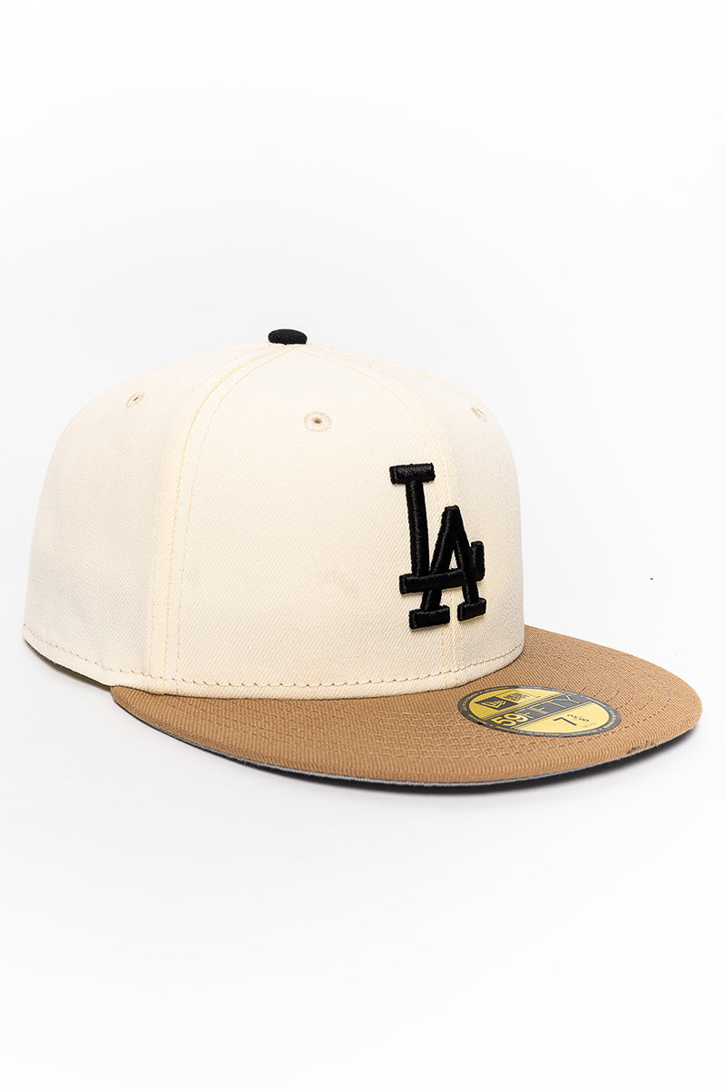 LA Dodgers Chrome Khaki 59Fifty Fitted Cap - Mens