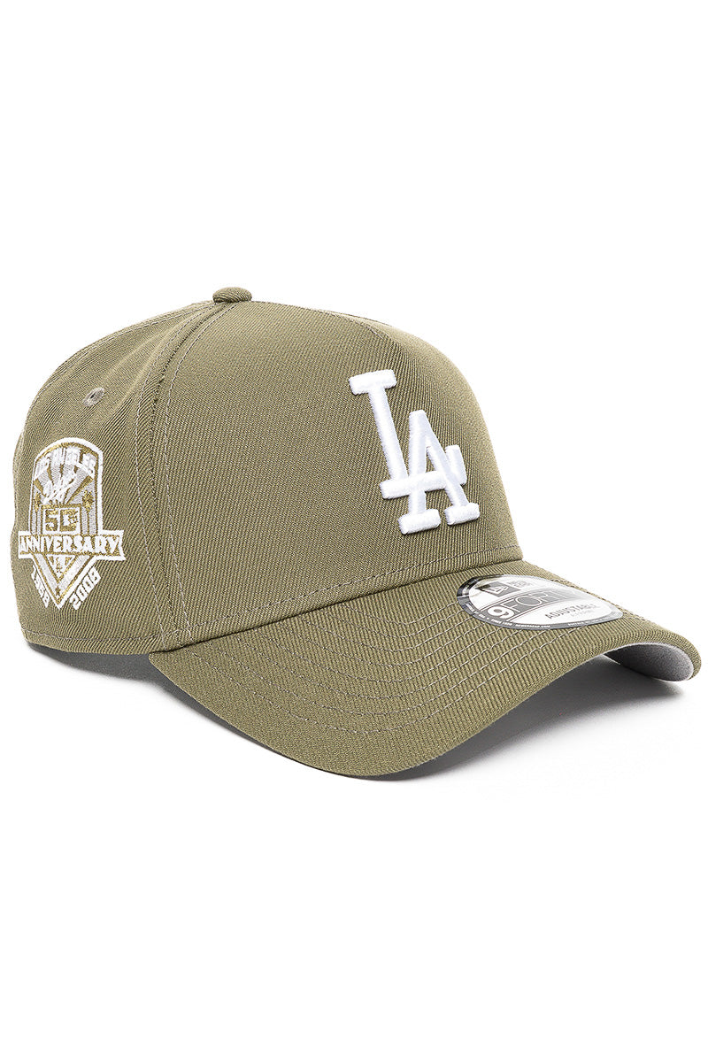 9Forty LA Dodgers Olive Side Patch Cap - Mens