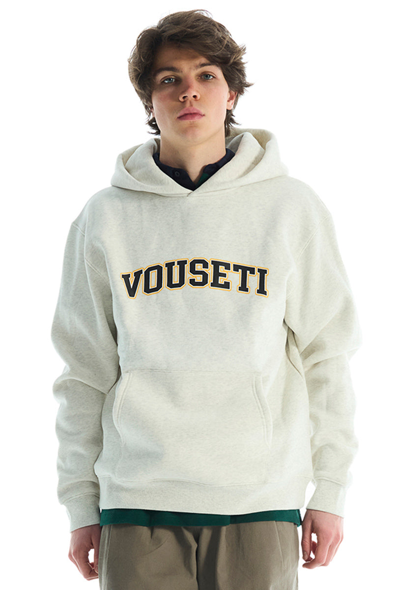 Vouseti Varsity Print White Hoodie - Mens