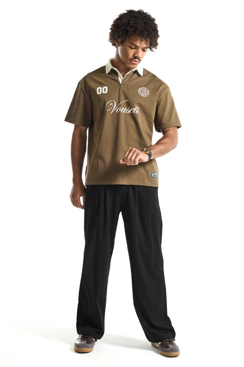 Vouseti Coffee Brown Sports Polo Shirt - Mens