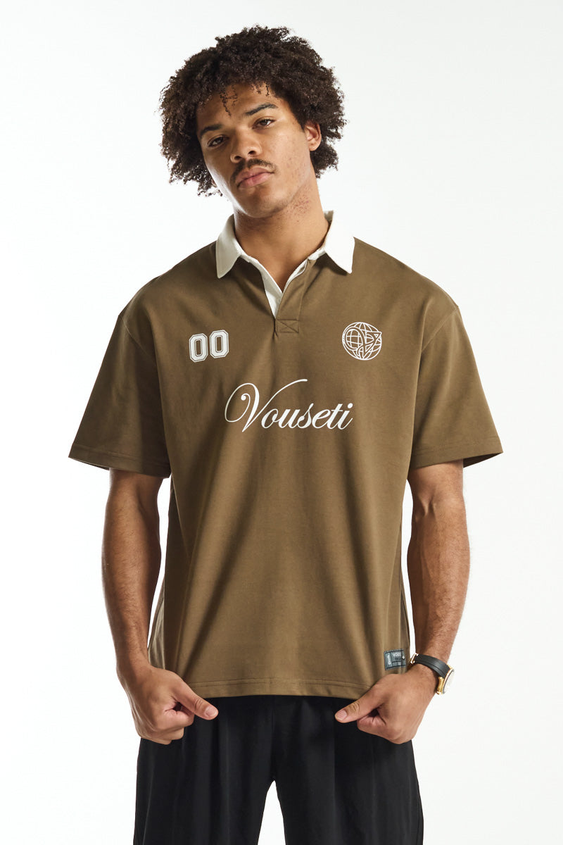 Vouseti Coffee Brown Sports Polo Shirt - Mens