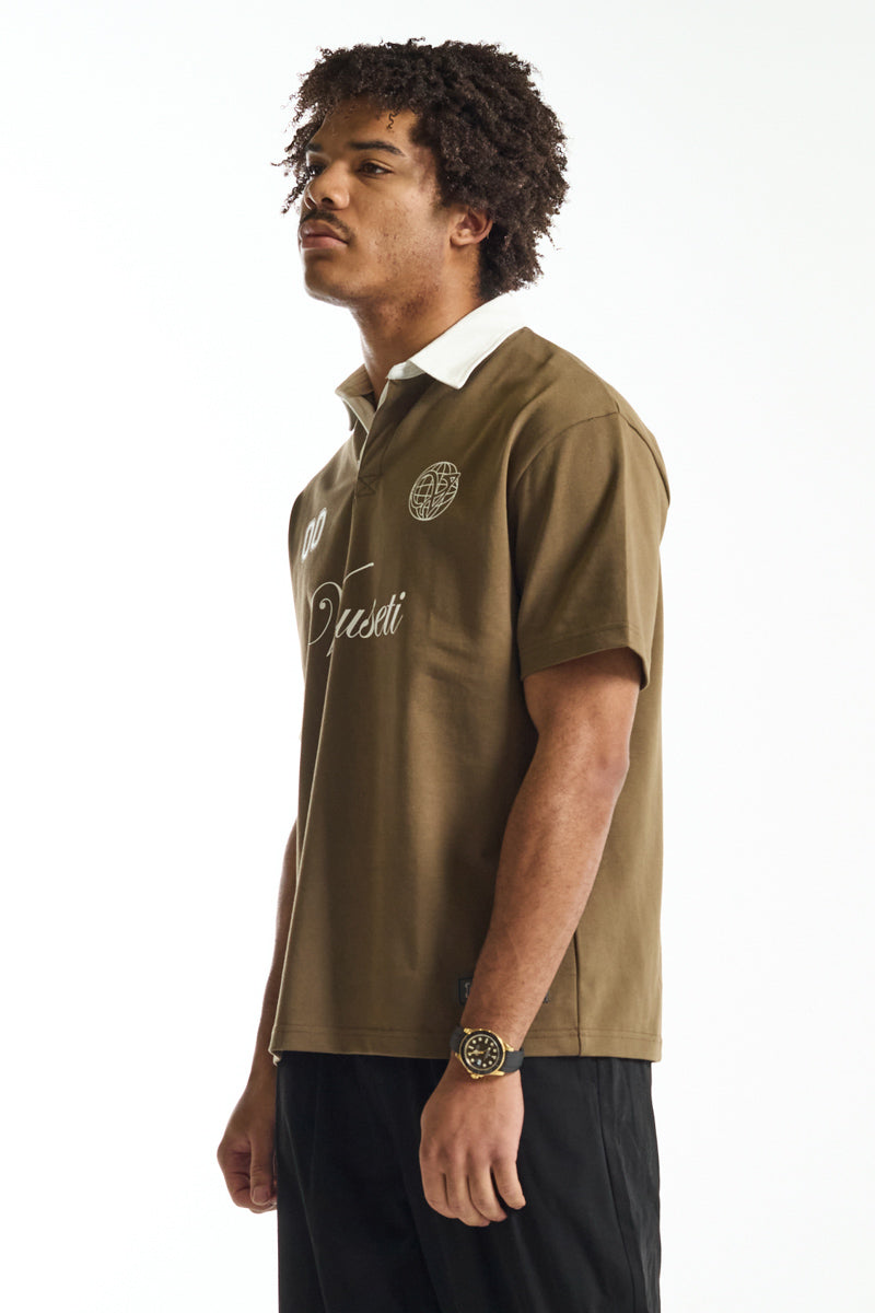 Vouseti Coffee Brown Sports Polo Shirt - Mens