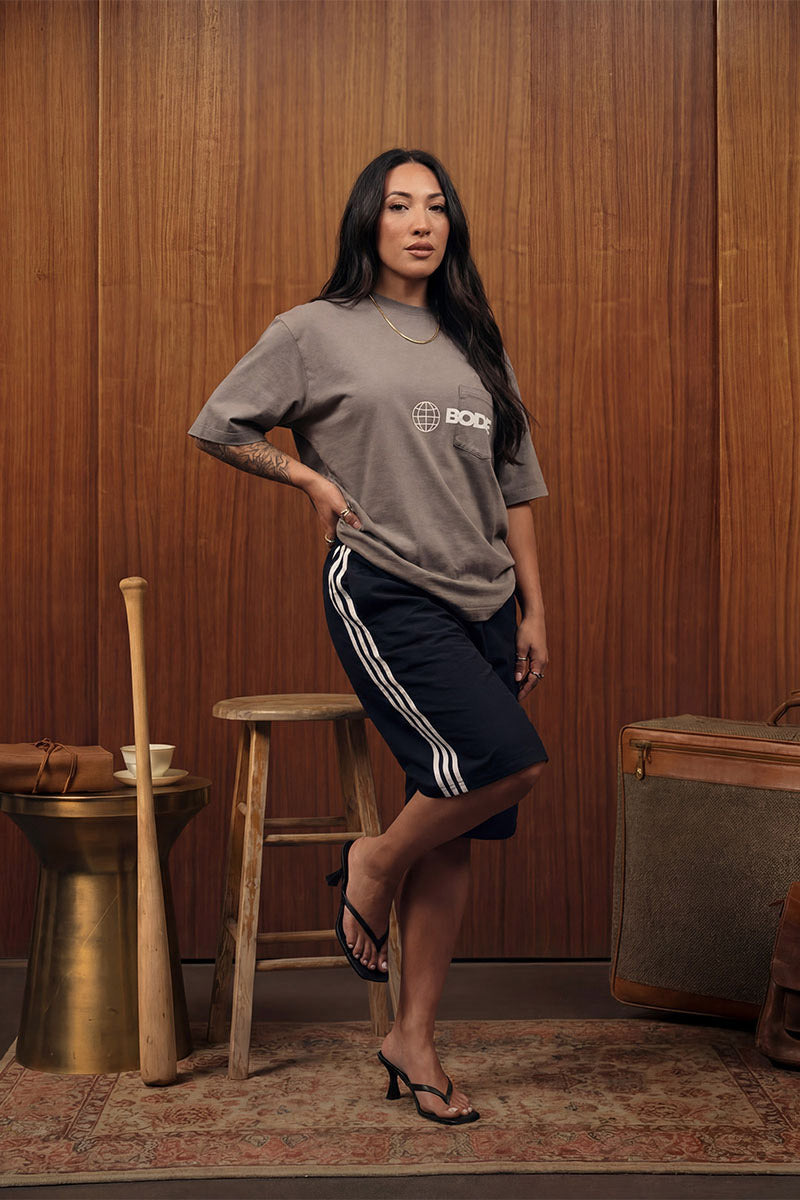 American Bodega Pocket Logo Charcoal Tee - Womens