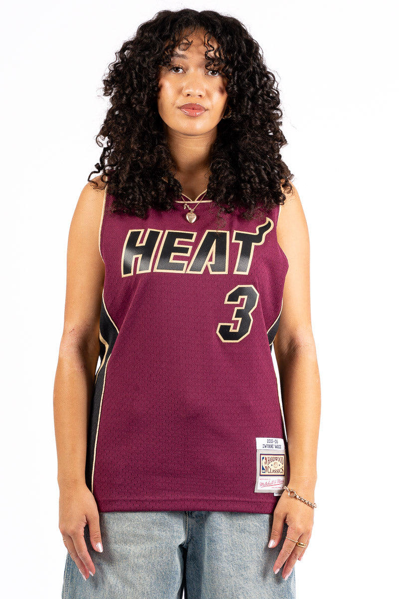 Miami Heat Wade Burgundy Hardwood Classic Swingman Jersey