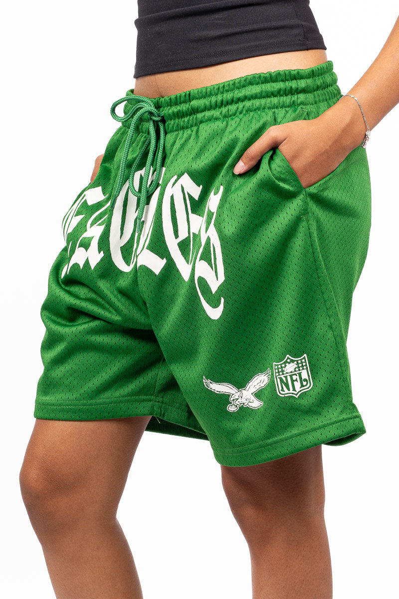 Philadelphia Eagles Stars & Text Mesh Shorts - Womens