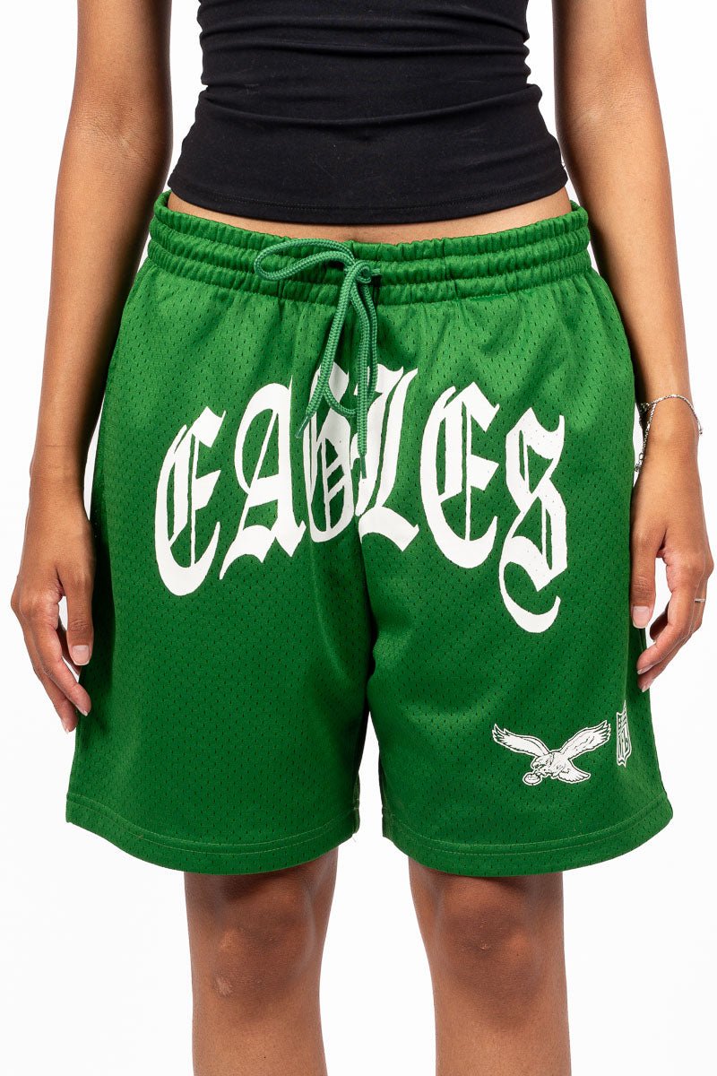 Philadelphia Eagles Stars & Text Mesh Shorts - Womens