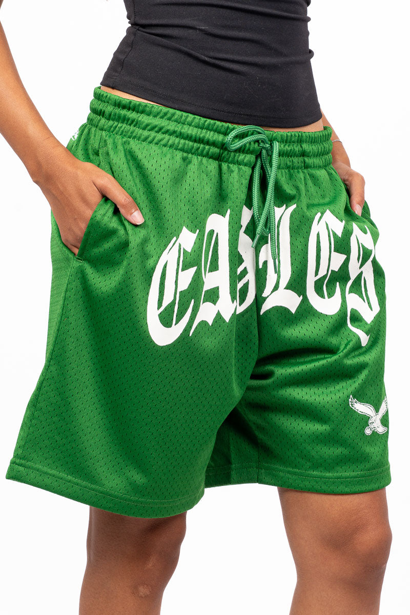 Philadelphia Eagles Stars & Text Mesh Shorts - Womens