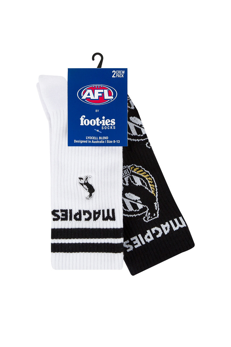 Collingwood Magpies AFL Mascot Sneaker Socks 2 Pack