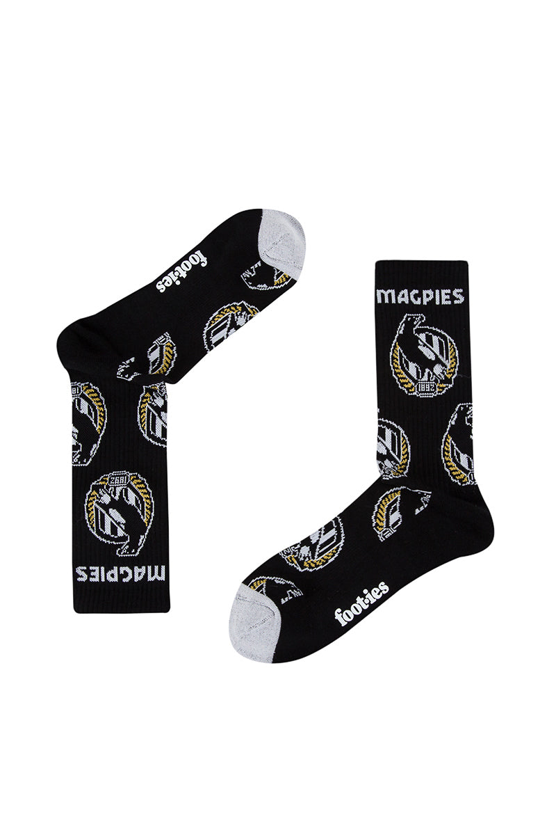 Collingwood Magpies AFL Mascot Sneaker Socks 2 Pack