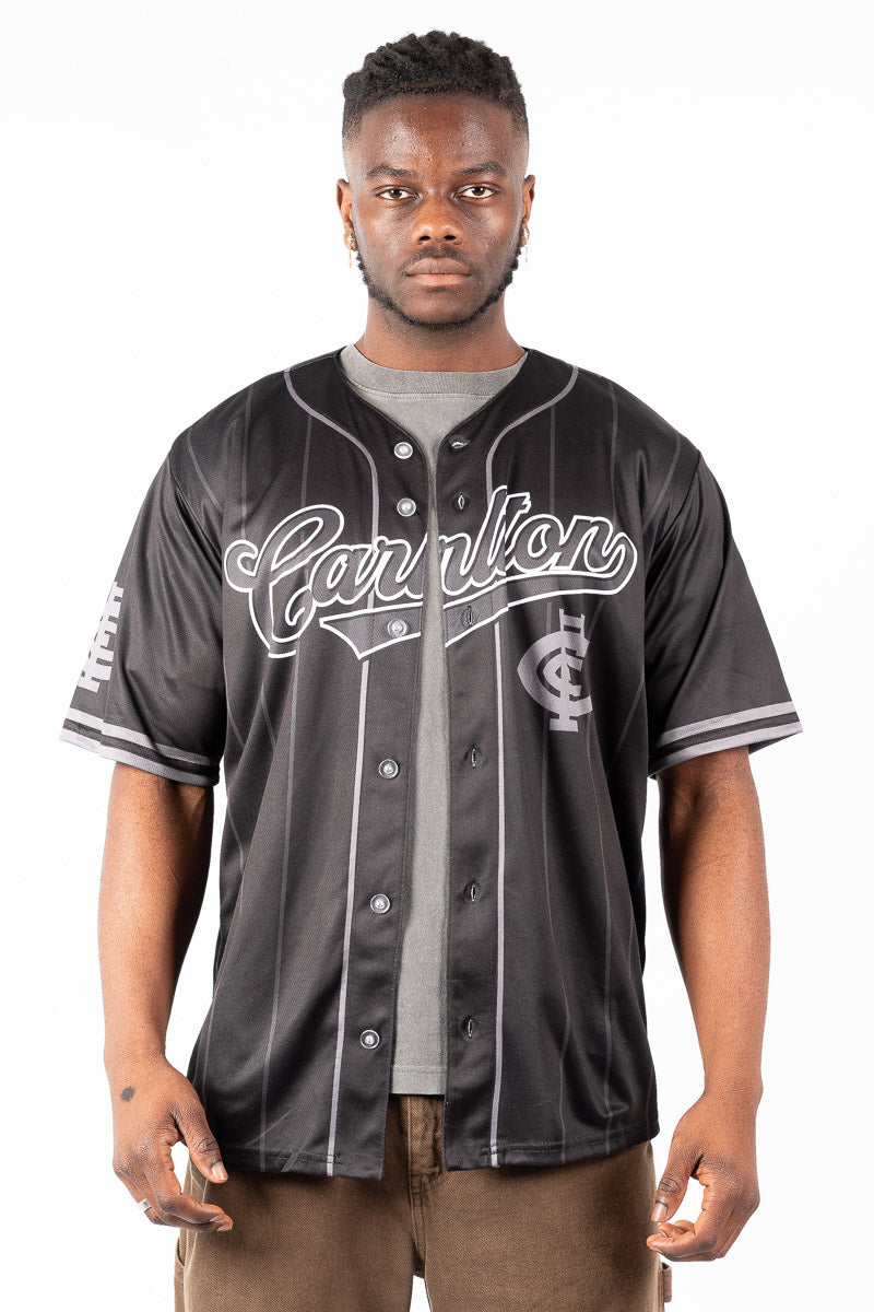 Carlton Blues AFL Blackout Baseball Shirt - Mens