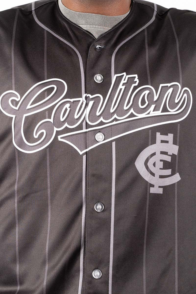 Carlton Blues AFL Blackout Baseball Shirt - Mens