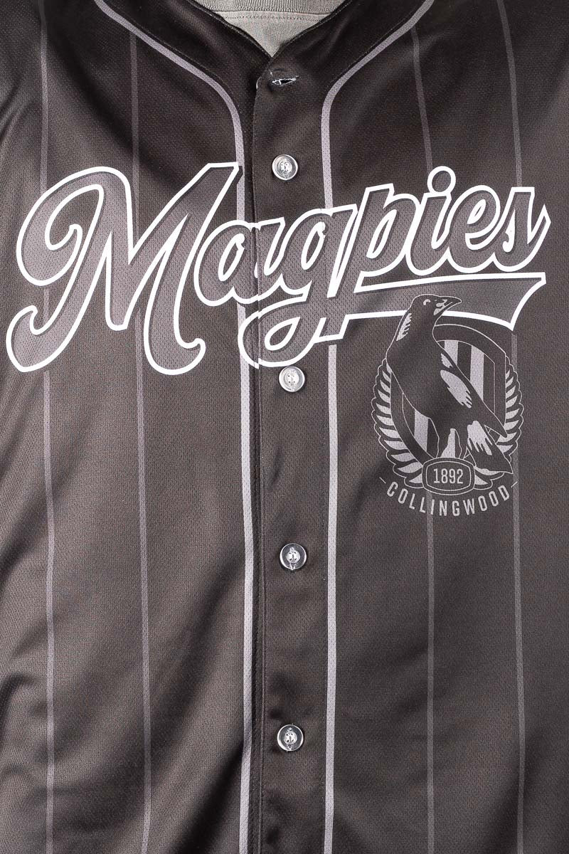 Collingwood Magpies AFL Blackout Baseball Shirt - Mens