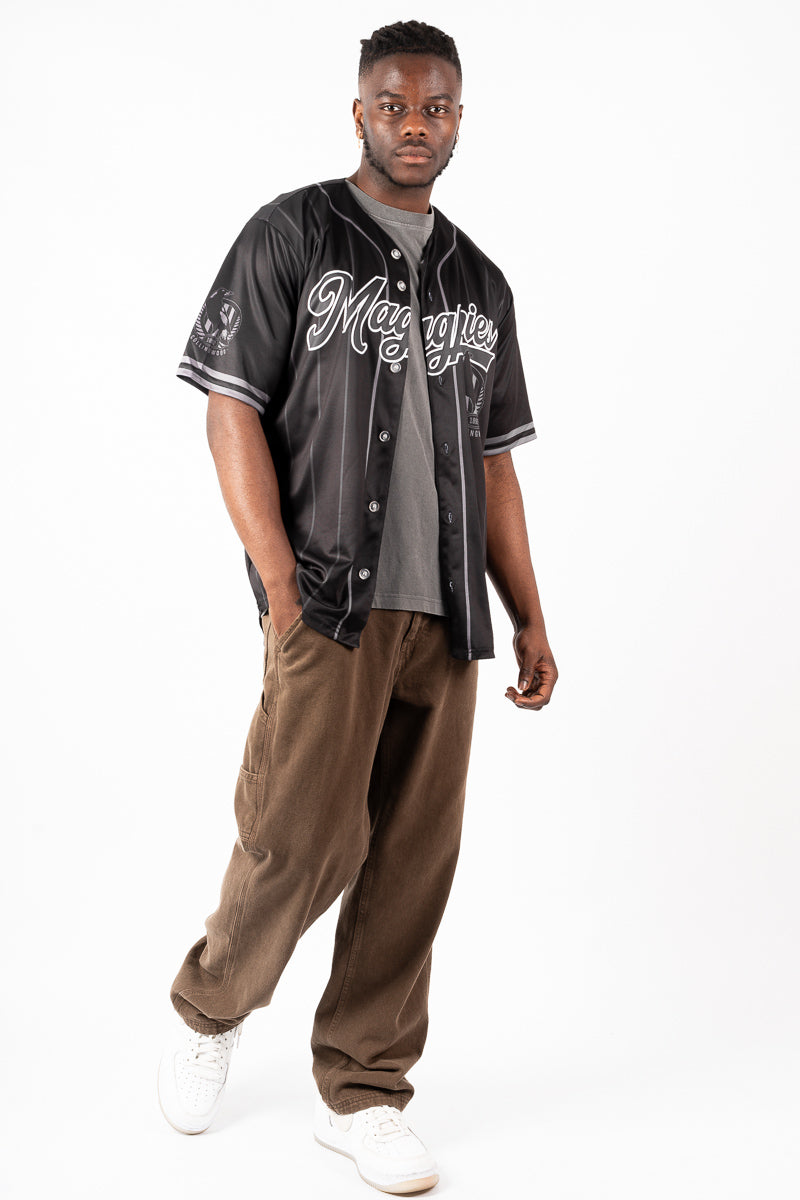 Collingwood Magpies AFL Blackout Baseball Shirt - Mens