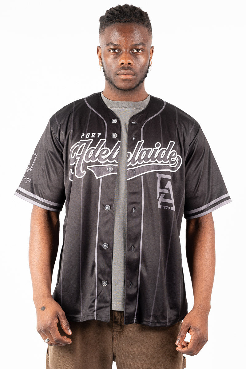 Port Adelaide Power AFL Blackout Baseball Shirt - Mens