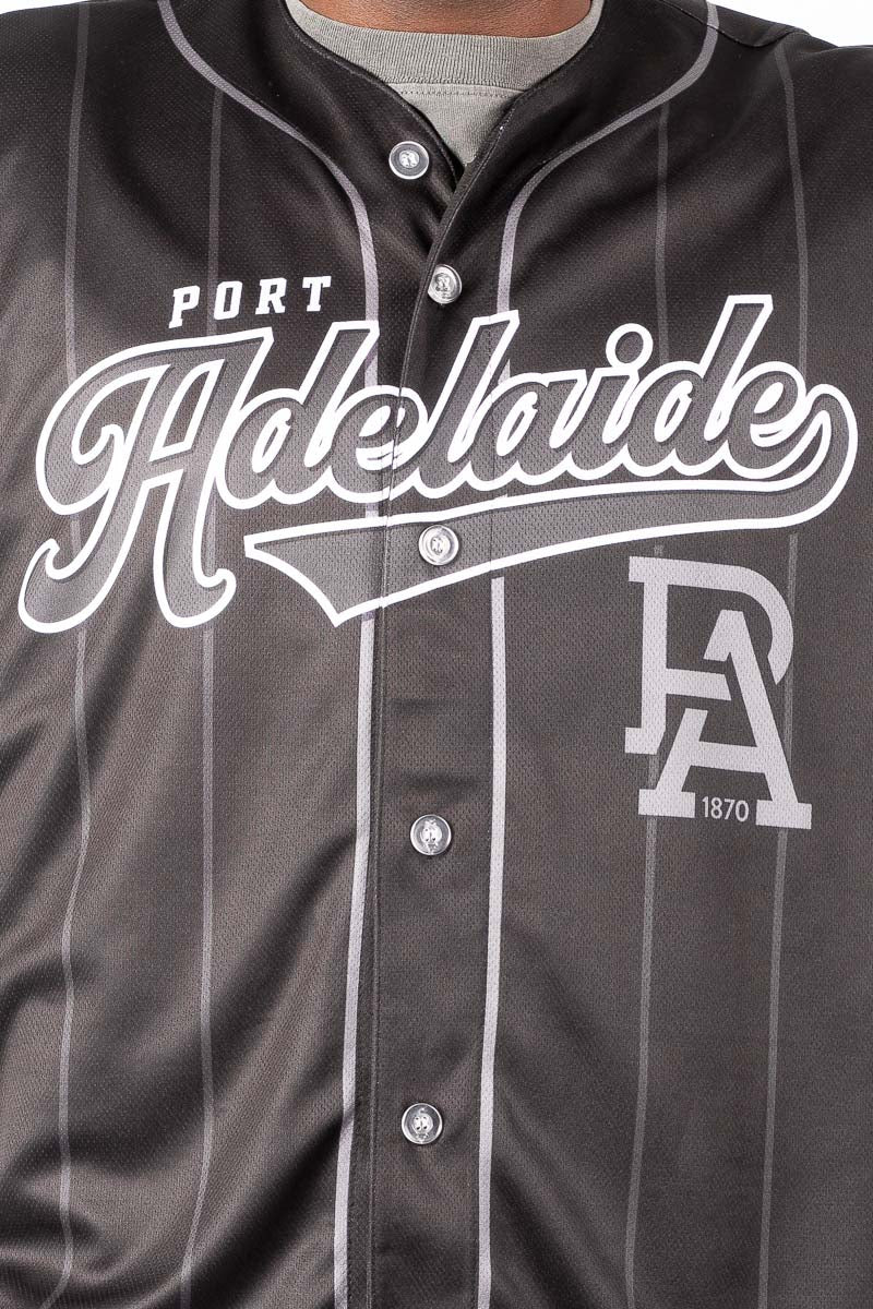 Port Adelaide Power AFL Blackout Baseball Shirt - Mens