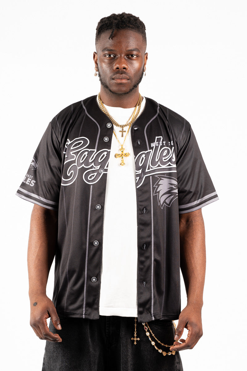 West Coast Eagles AFL Blackout Baseball Shirt - Mens