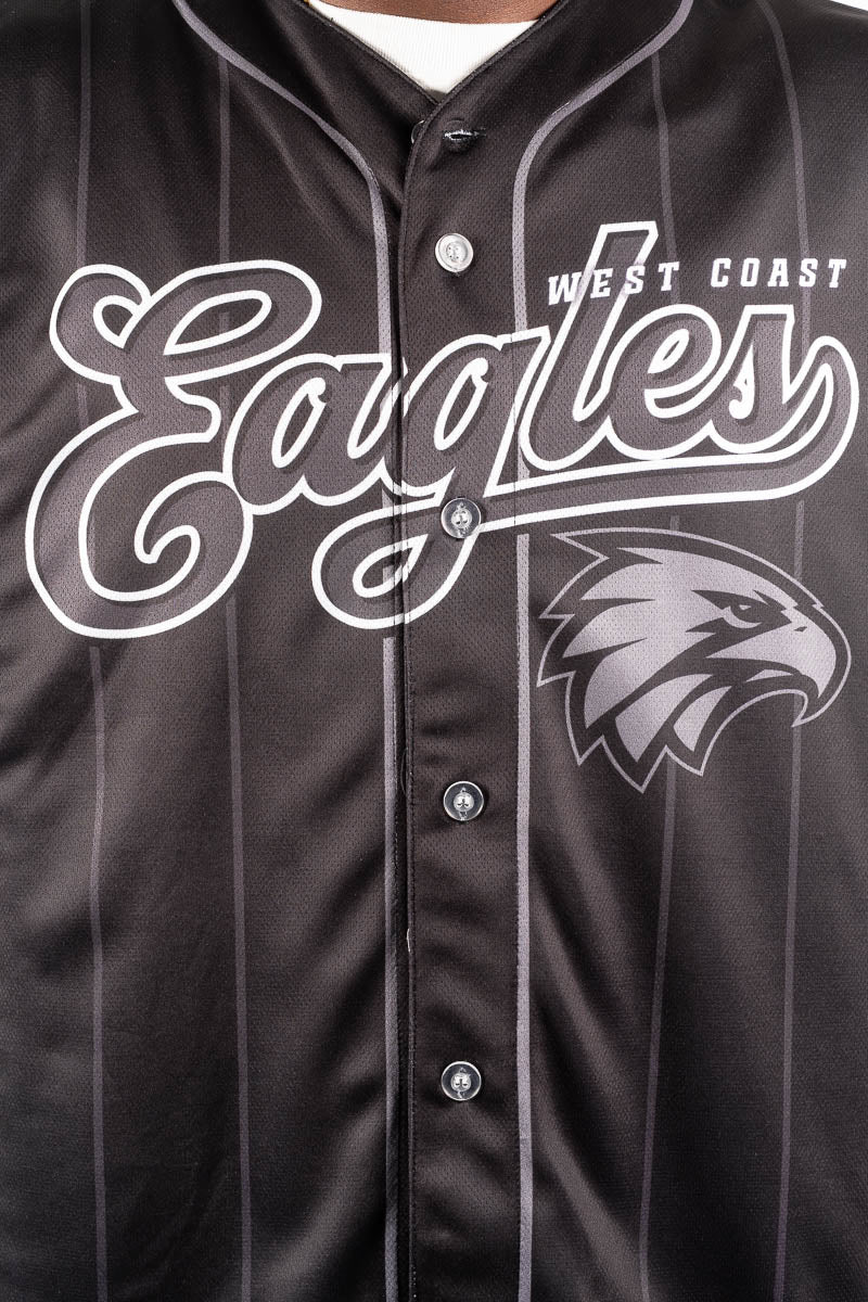 West Coast Eagles AFL Blackout Baseball Shirt - Mens