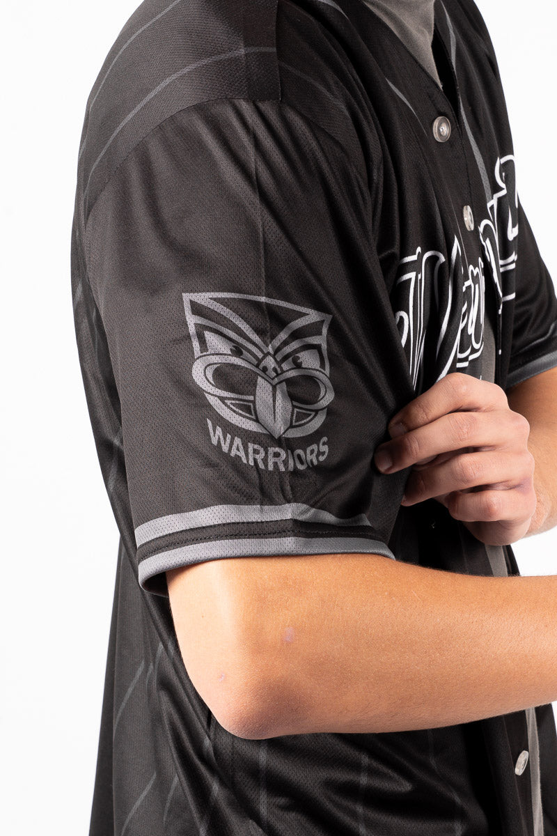 New Zealand Warriors Blackout NRL Baseball Shirt - Mens