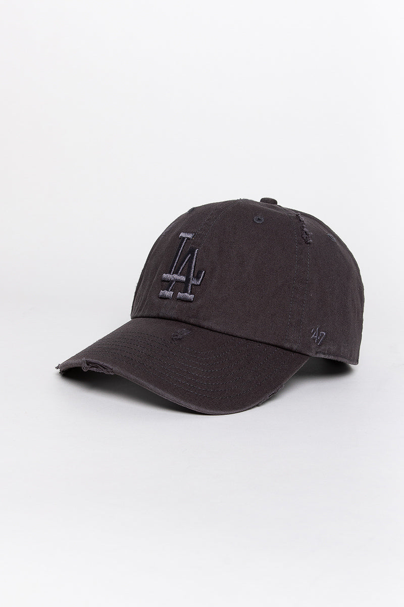 LA Dodgers Distressed Dark Charcoal 47 Clean Up Cap