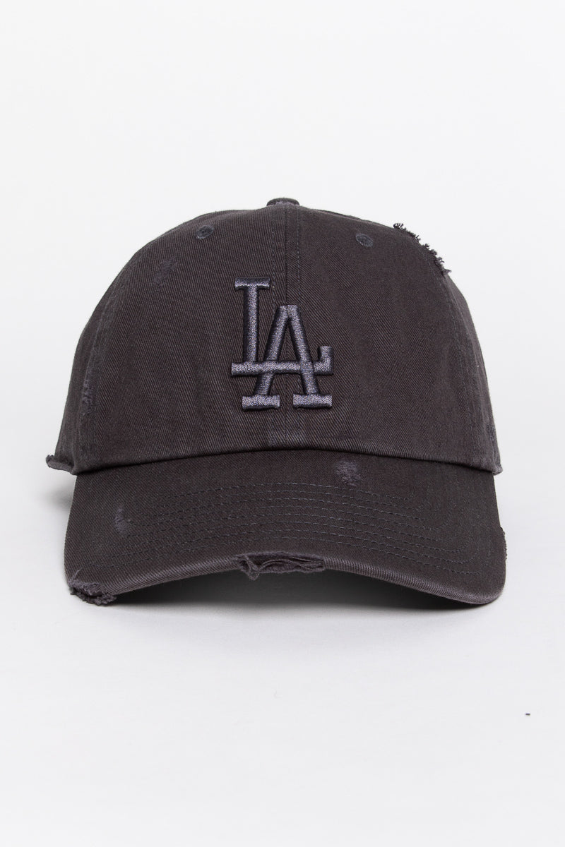 LA Dodgers Distressed Dark Charcoal 47 Clean Up Cap