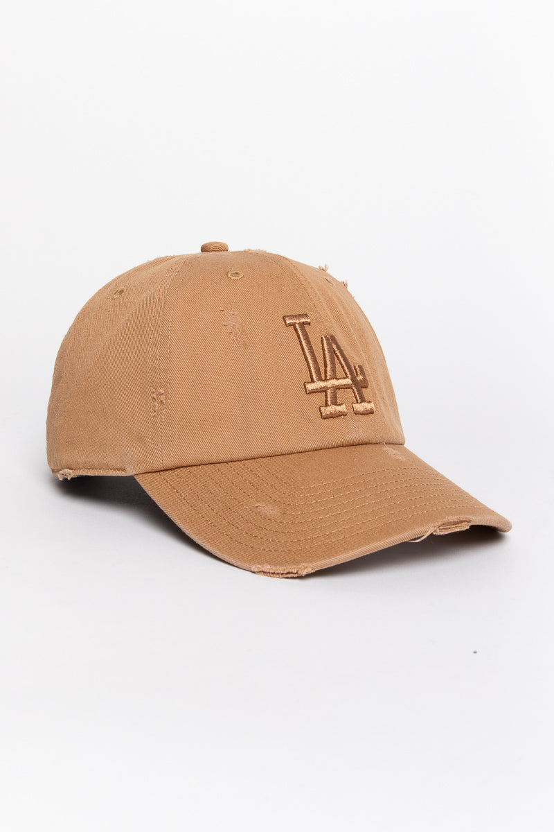 LA Dodgers Distressed Camel 47 Clean Up Cap