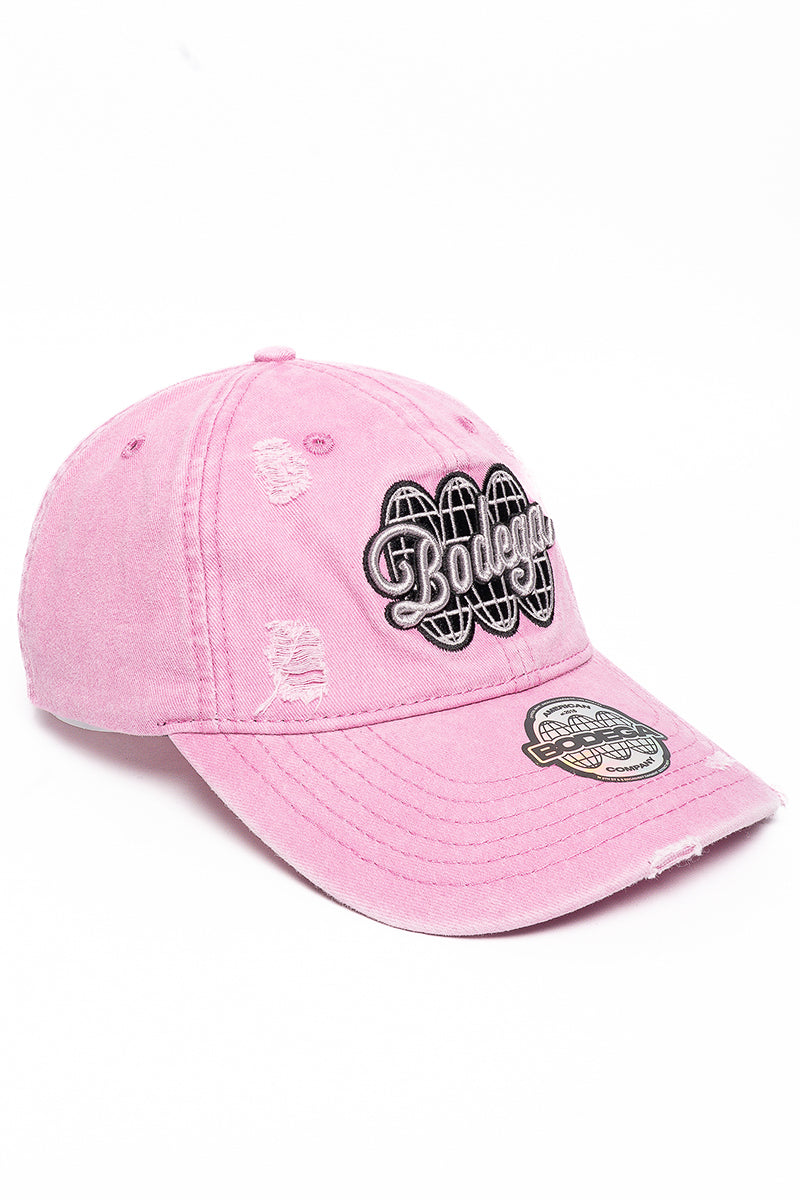 American Bodega Globe Washed Pink Distressed Cap - Mens