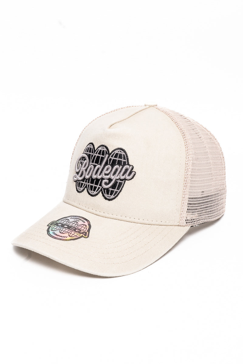 American Bodega Globe Bone Trucker Cap - Mens