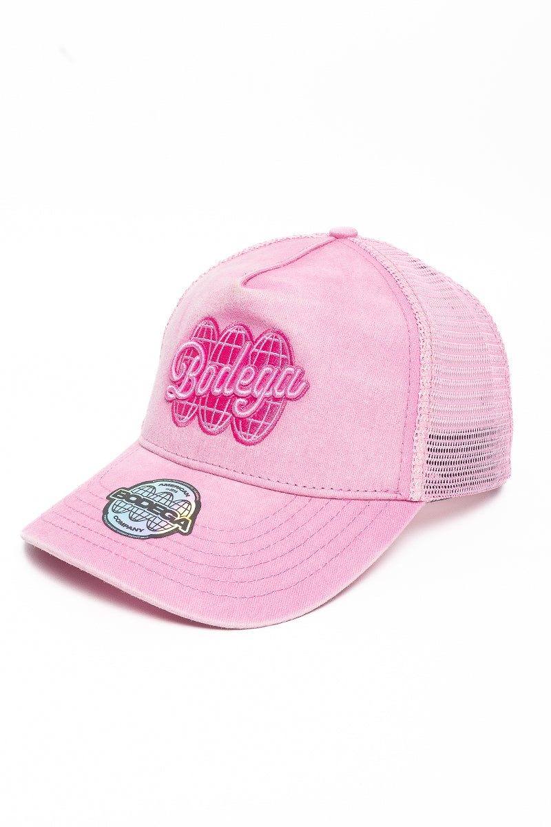 American Bodega Globe Washed Pink Trucker Cap - Mens