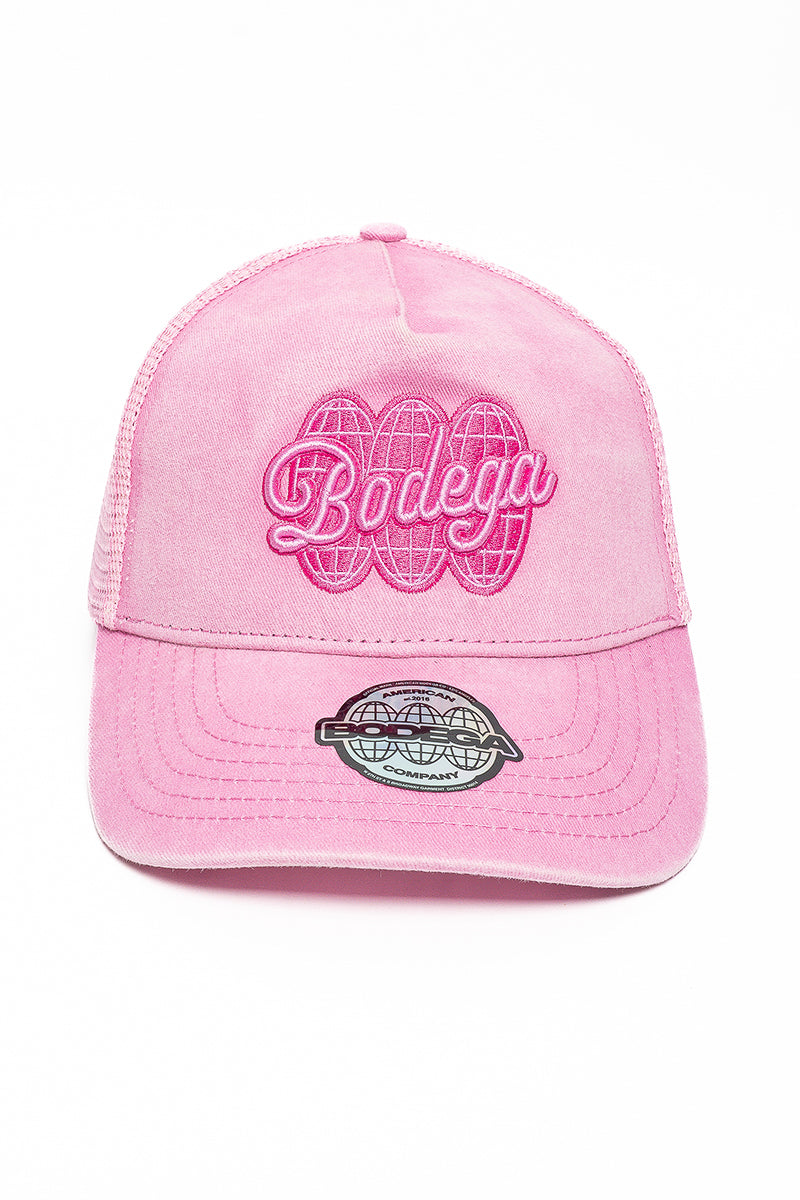 American Bodega Globe Washed Pink Trucker Cap - Mens