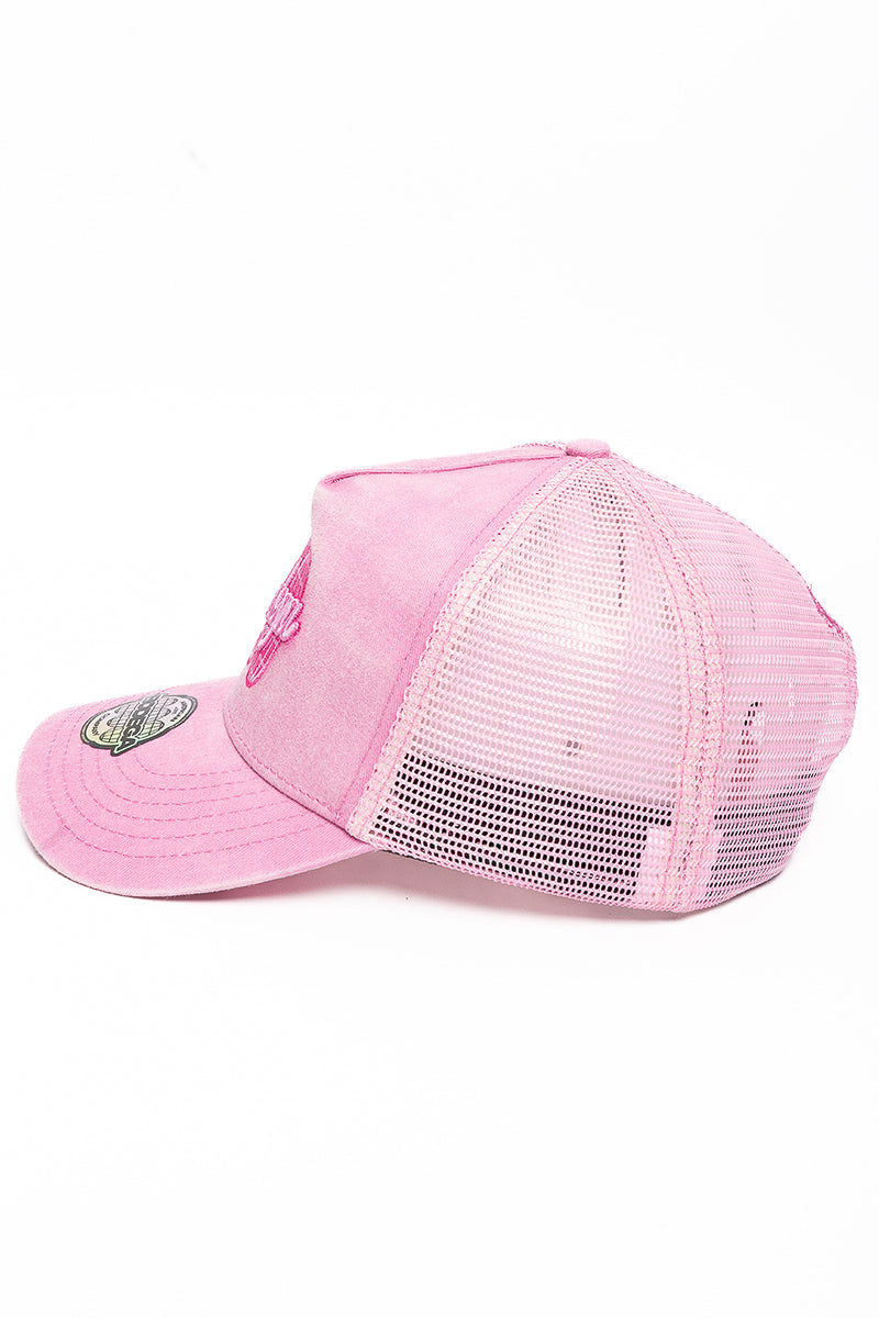 American Bodega Globe Washed Pink Trucker Cap - Mens