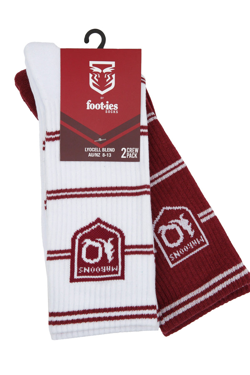 QLD Maroons 2-Tone Stripe Socks - 2 Pack