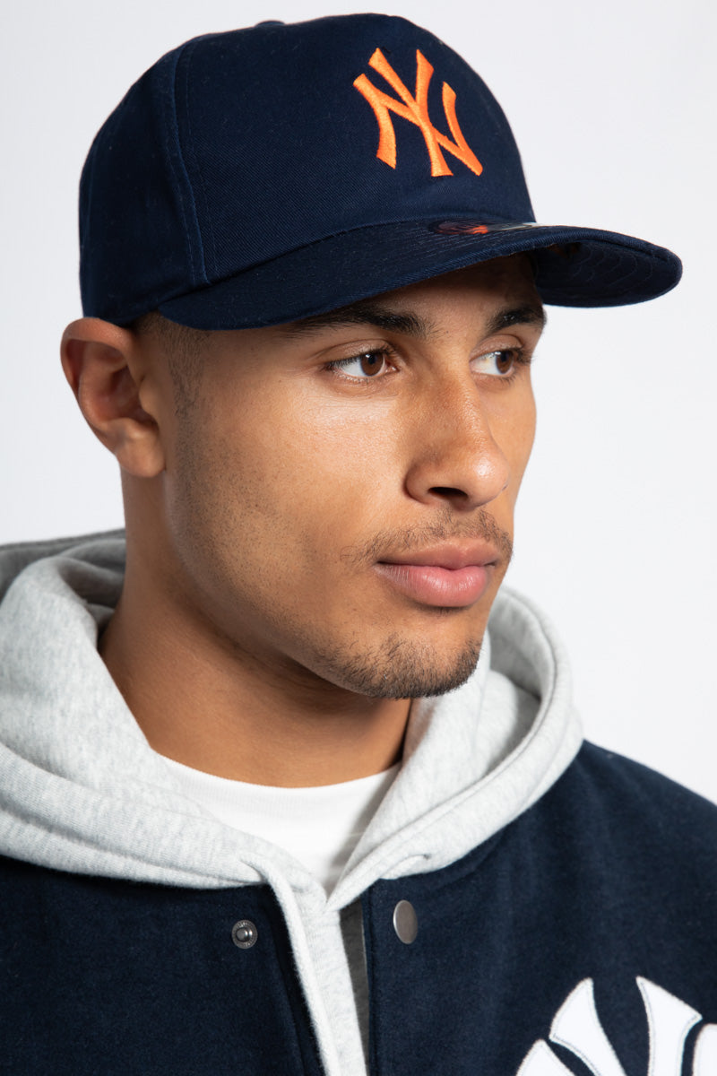 NY Yankees Navy Golfer Leather Strapback