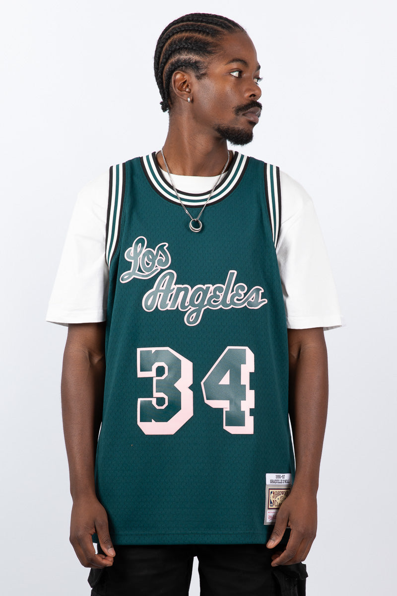 Shaquille O'Neal LA Lakers Deep Emerald Hardwood Classic Swingman Jersey - Mens